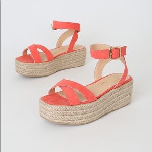 Cobi Coral Suede Espadrille Platform Sandals